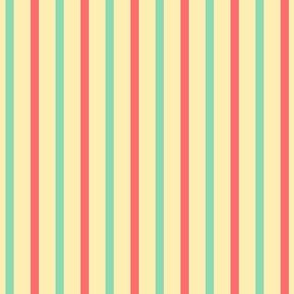 Beach Vertical Stripes - Wide Apricot Ice Ribbons with Aqua and Pink Coral