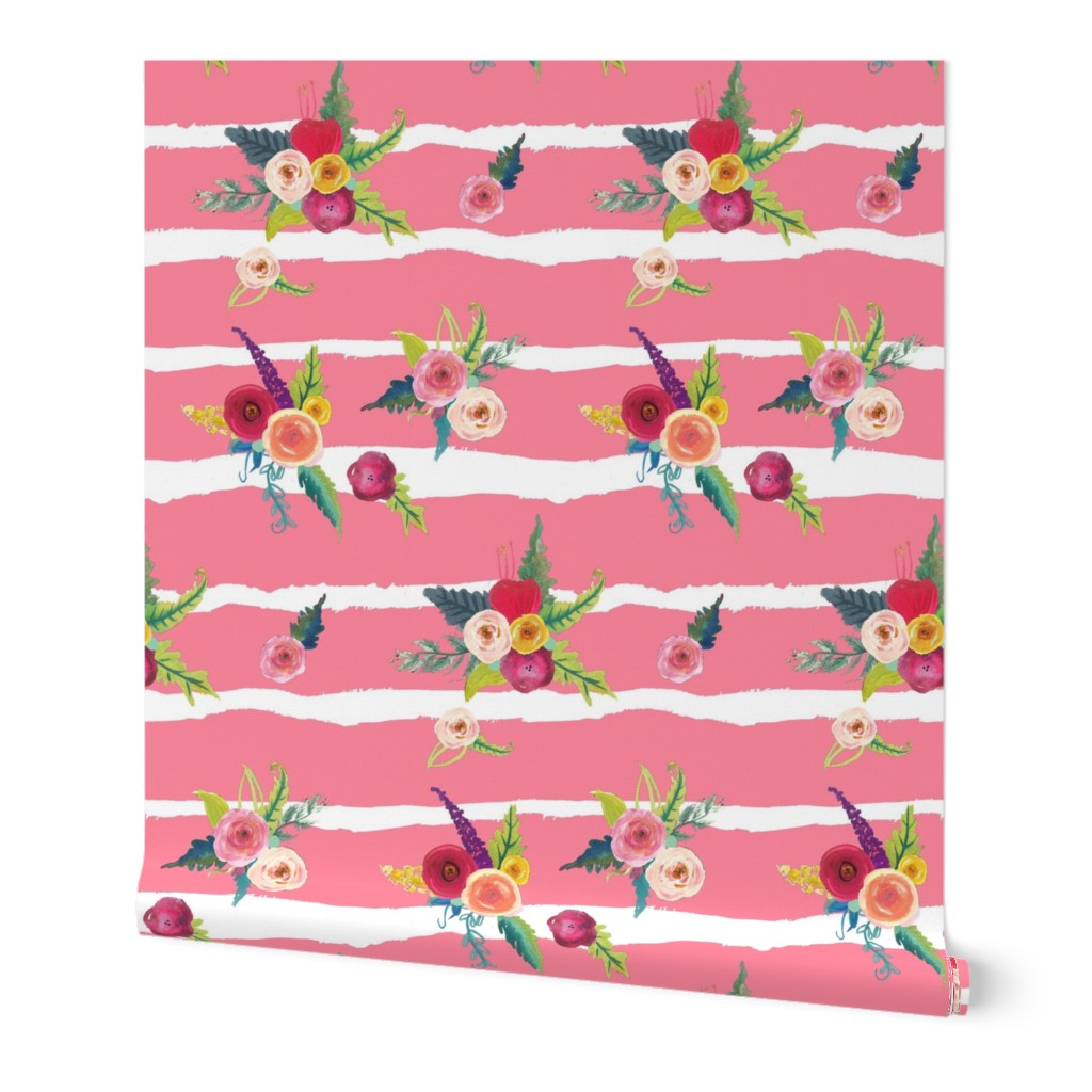 Flirty Floral Stripes // Papaya  