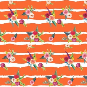 Flirty Floral Stripes // Orange 