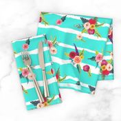 Flirty Floral Stripes // Turquoise  