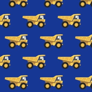 dump trucks - yellow on royal