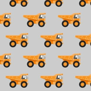 dump trucks - orange on grey