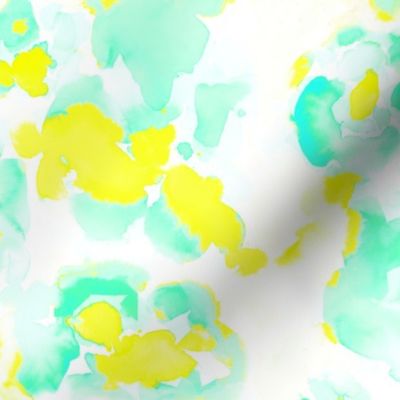 Abstract Flora Bright Yellow and Mint Medium Scale