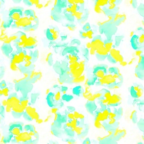 Abstract Flora Bright Yellow and Mint Medium Scale