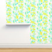 Abstract Flora Bright Yellow and Mint Small Scale