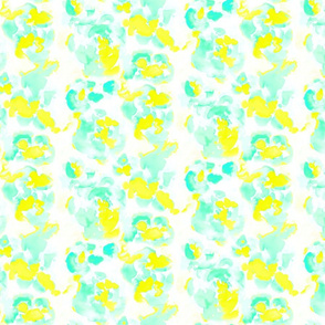 Abstract Flora Bright Yellow and Mint Small Scale