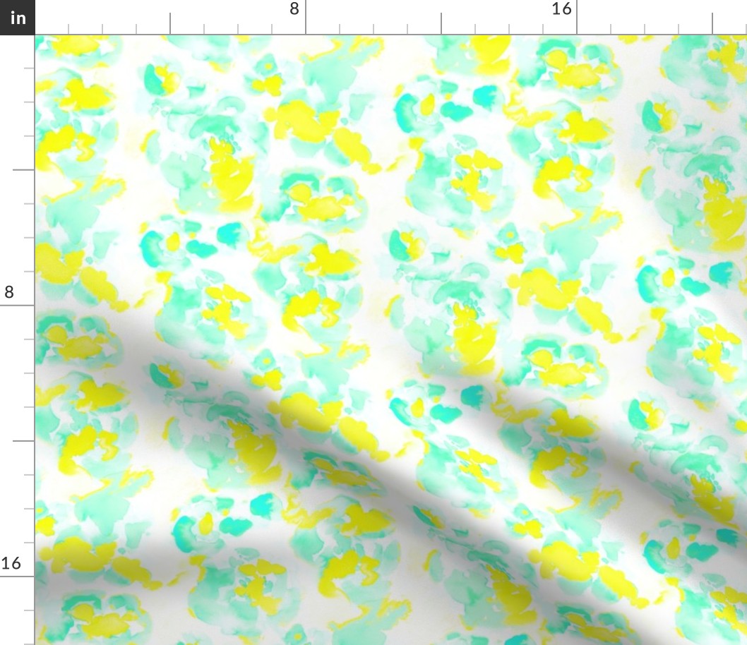 Abstract Flora Bright Yellow and Mint Small Scale