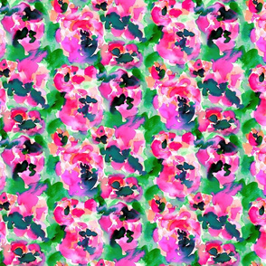 Abstract Flora Pink and Green Small Scale