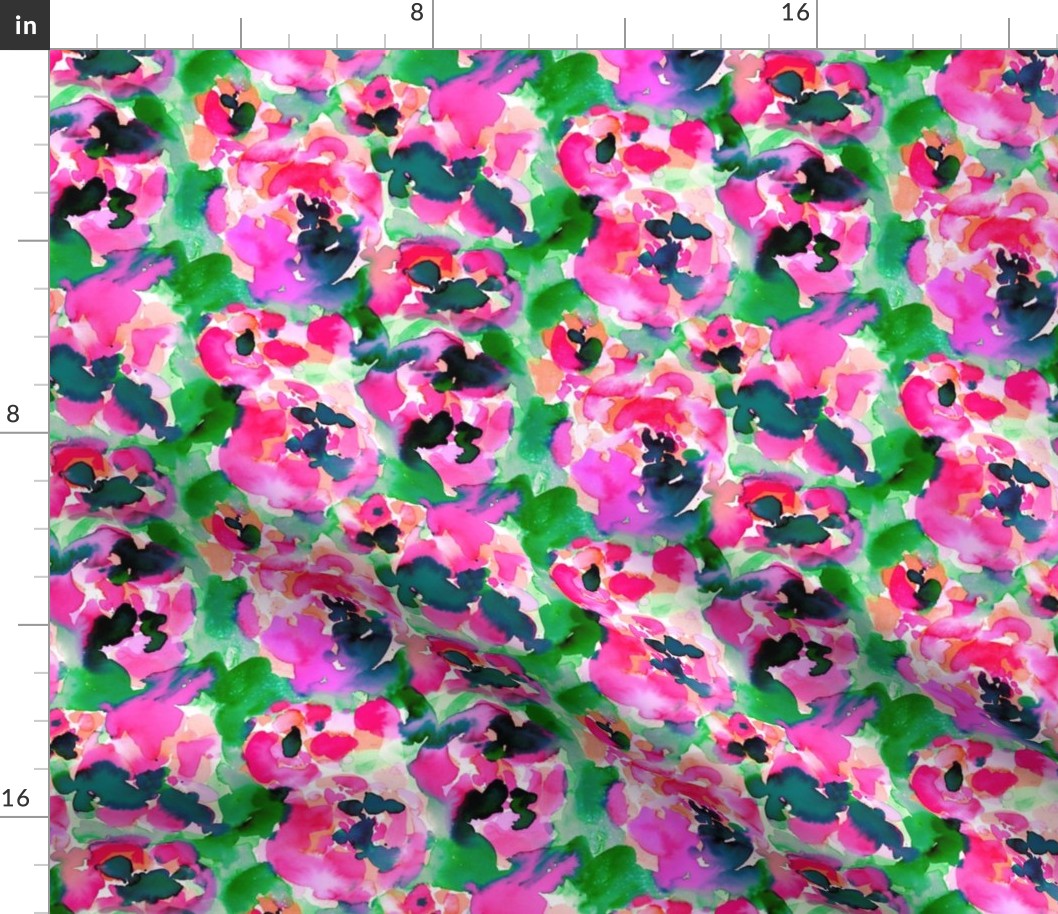 Abstract Flora Pink and Green Small Scale