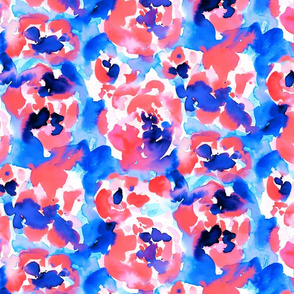 Abstract Flora Blue Coral Medium Scale