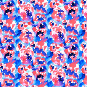 Abstract Flora Cobalt Blue and Coral Small Scale