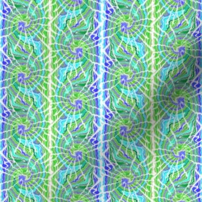 Tie Dye Spiral Stripe in Kelp Green and Ocean Blue