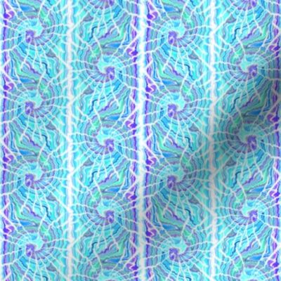 Tie Dye Spiral Stripe in Aqua and Purple