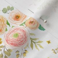 7" Peach & Pink Extra Florals - White