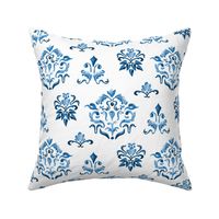 17-10M Indigo Blue Boho Damask Watercolor  Home Decor White Navy_ Miss Chiff Designs