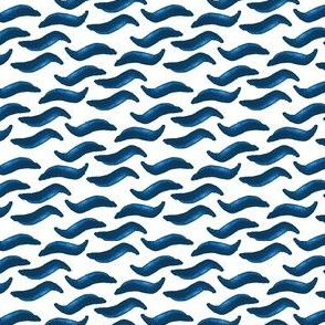 17-10L Indigo Blue Boho Nautical Waves Water Watercolor Navy White_Miss Chiff Designs