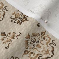 6-18E 1Damask Watercolor Beige Boho Chocolate Brown  Tan Taupe Modern Farmhouse_Miss Chiff Designs