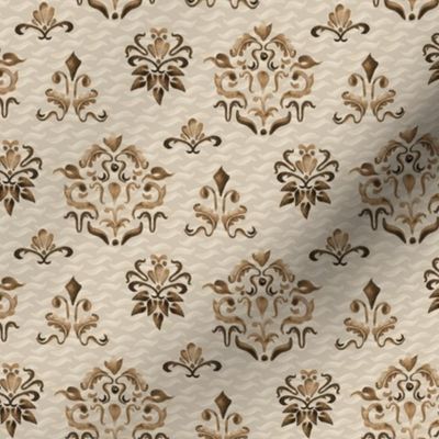 6-18E 1Damask Watercolor Beige Boho Chocolate Brown  Tan Taupe Modern Farmhouse_Miss Chiff Designs