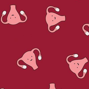 Happy Crazy Uterus in blood red, Large size