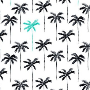 palm trees - watercolor black and teal