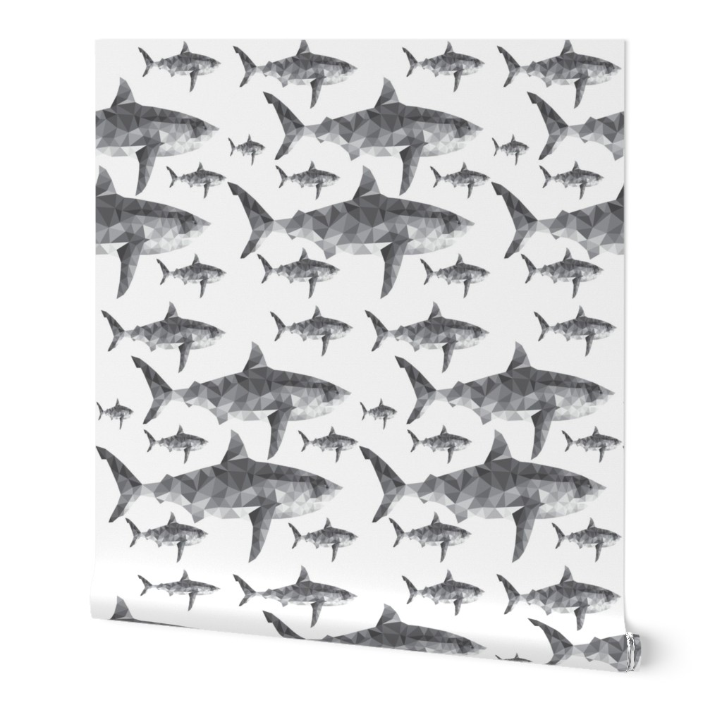 Geometric Sharks Grey - Nautical - Summer