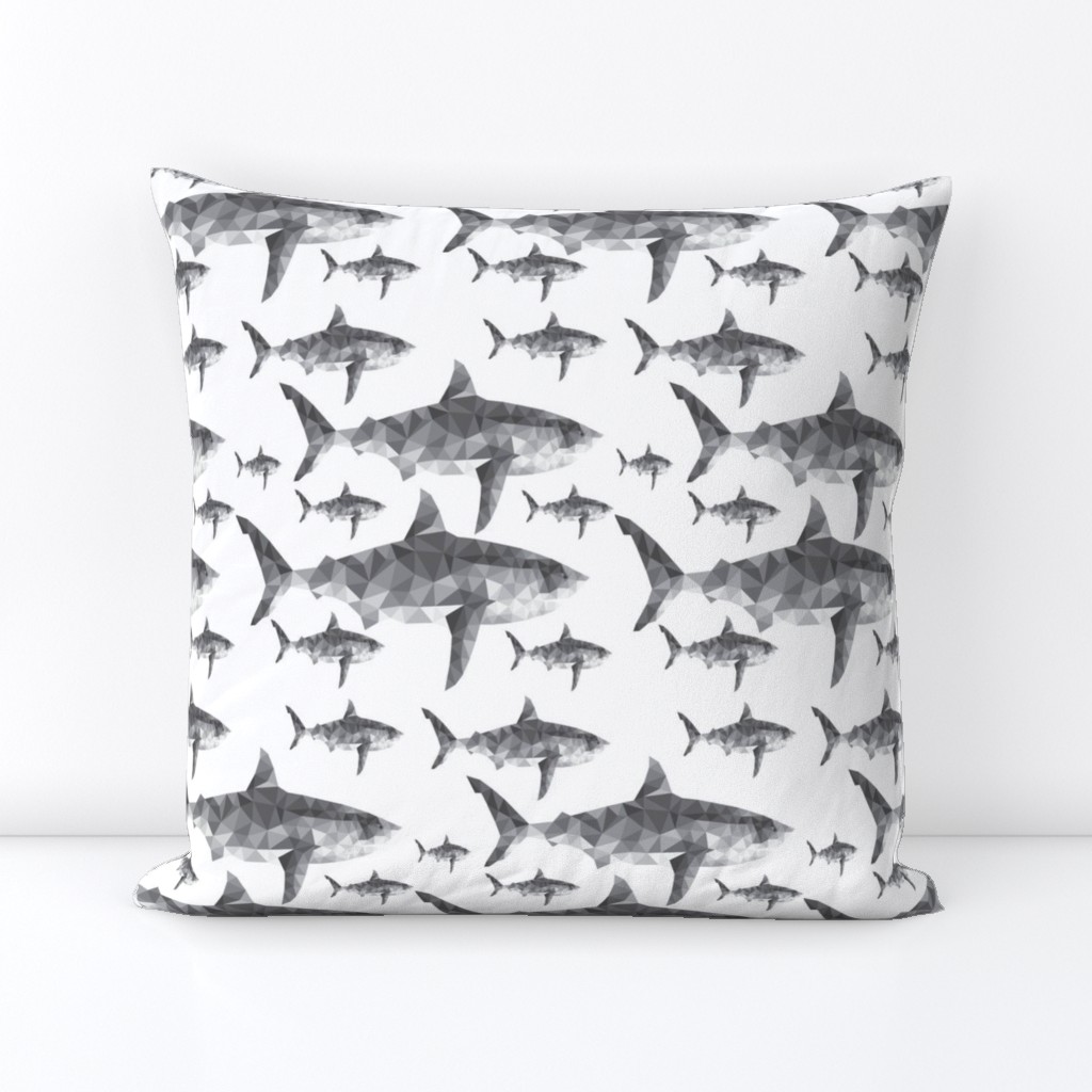 Geometric Sharks Grey - Nautical - Summer