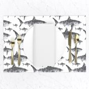 Geometric Sharks Grey - Nautical - Summer