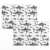 Geometric Sharks Grey - Nautical - Summer