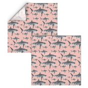 Geometric Sharks Blush Pink - Nautical - Summer