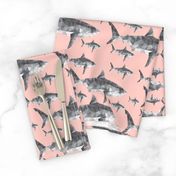 Geometric Sharks Blush Pink - Nautical - Summer