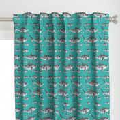 Geometric Sharks Teal - nautical sharks - summer