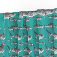 Geometric Sharks Teal - nautical sharks - summer