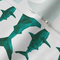 Geometric Sharks Aquamarine - Nautical Sharks - summer