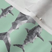 Geometric Sharks Mint - Nautical Sharks - Summer