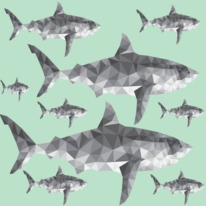 Geometric Sharks Mint - Nautical Sharks - Summer