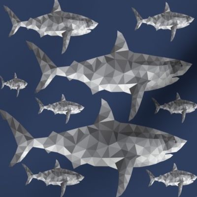 Geometric Shark Navy - Nautical Sharks - Summer