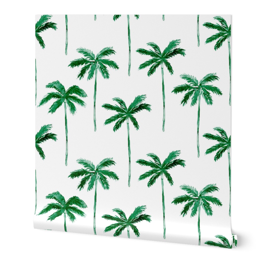 watercolor palm tree - green