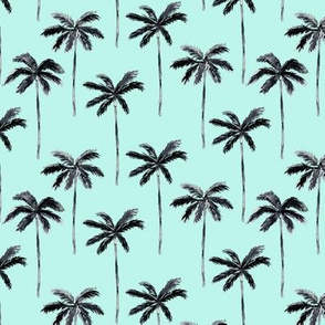 watercolor palm - black on blue