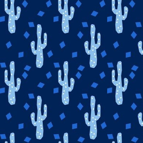 Midnight Blue Geometric Cactus
