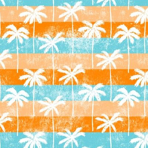 palm tree on retro orange and blue stripes 
