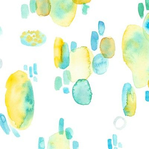 abstract emotional blue and yellow watercolor spots