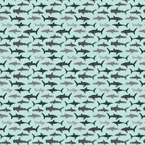 shark fabric // mint shark boys kids ocean animal sea creature hammerhead great white whales sharks shark fabric