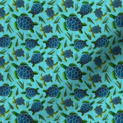 Sea Turtles on Blue Small