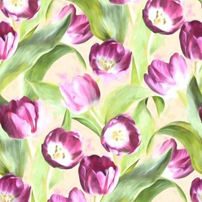 Mother's Day Painted Tulips on Cream small version