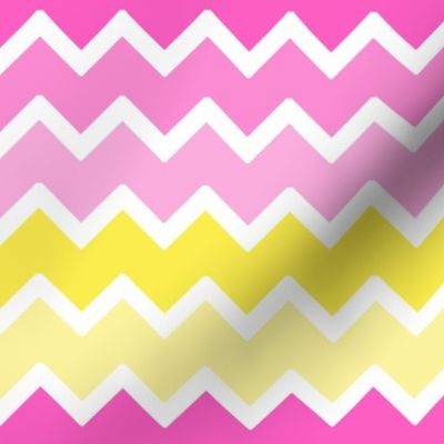 Hot Pink Yellow Ombre Chevron Zigzag Pattern