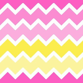 Hot Pink Yellow Ombre Chevron Zigzag Pattern