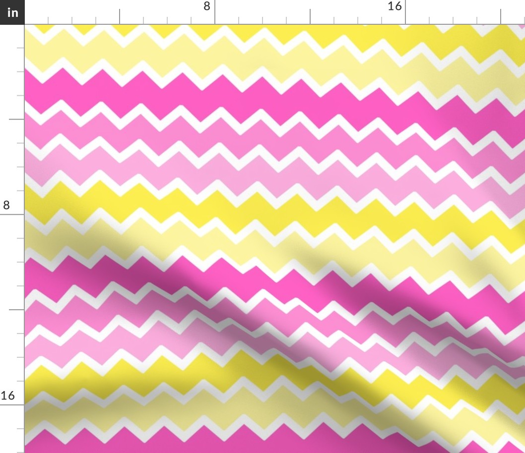 Hot Pink Yellow Ombre Chevron Zigzag Pattern