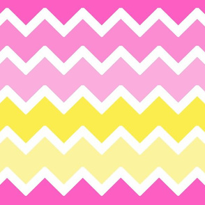 Hot Pink Yellow Ombre Chevron Zigzag Pattern Large