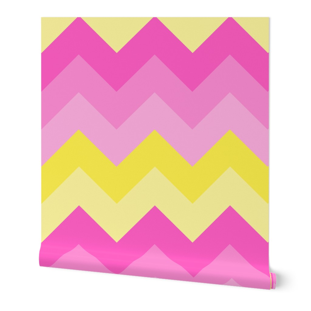 Hot Pink Yellow Ombre Chevron Zigzag Pattern