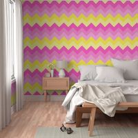 Hot Pink Yellow Ombre Chevron Zigzag Pattern